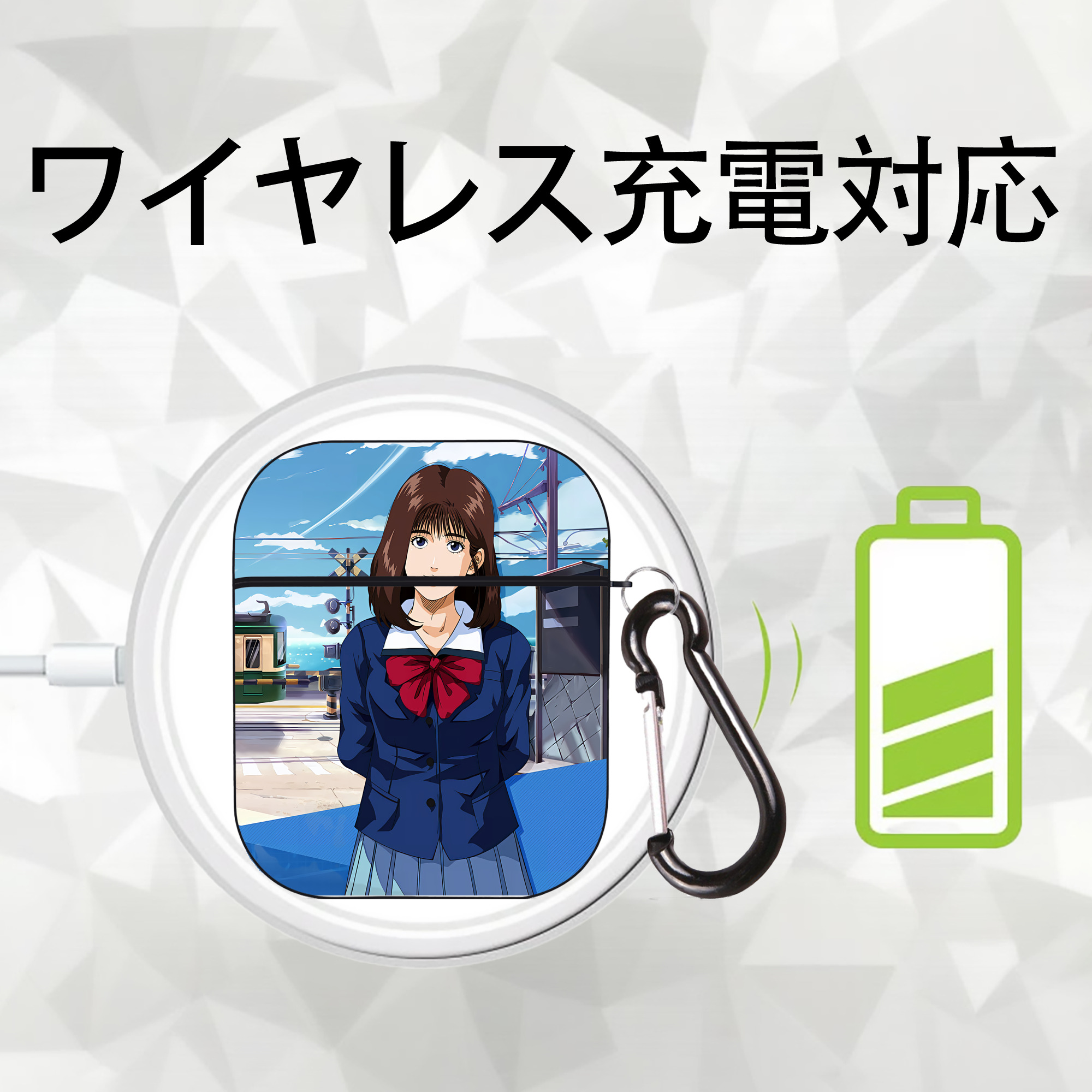 SLAM DUNK／スラムダンク AirPods 第2世代保護ケース ハードシェル ブラック 耐衝撃・防指紋・カラビナ付き