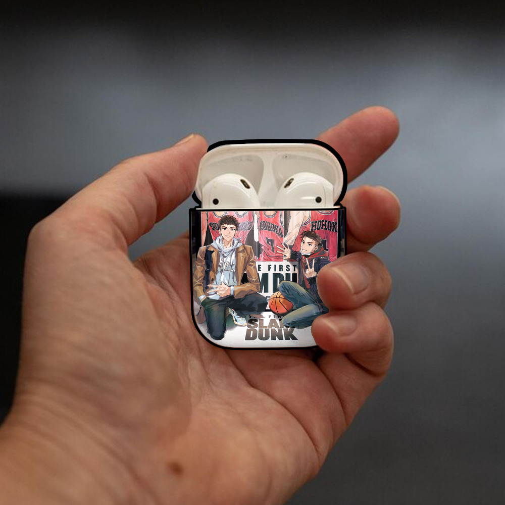 SLAM DUNK／スラムダンク AirPods 第2世代保護ケース ハードシェル ブラック 耐衝撃・防指紋・カラビナ付き