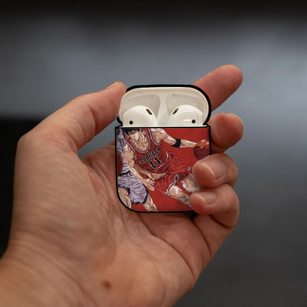 SLAM DUNK／スラムダンク AirPods 第2世代保護ケース ハードシェル ブラック 耐衝撃・防指紋・カラビナ付き