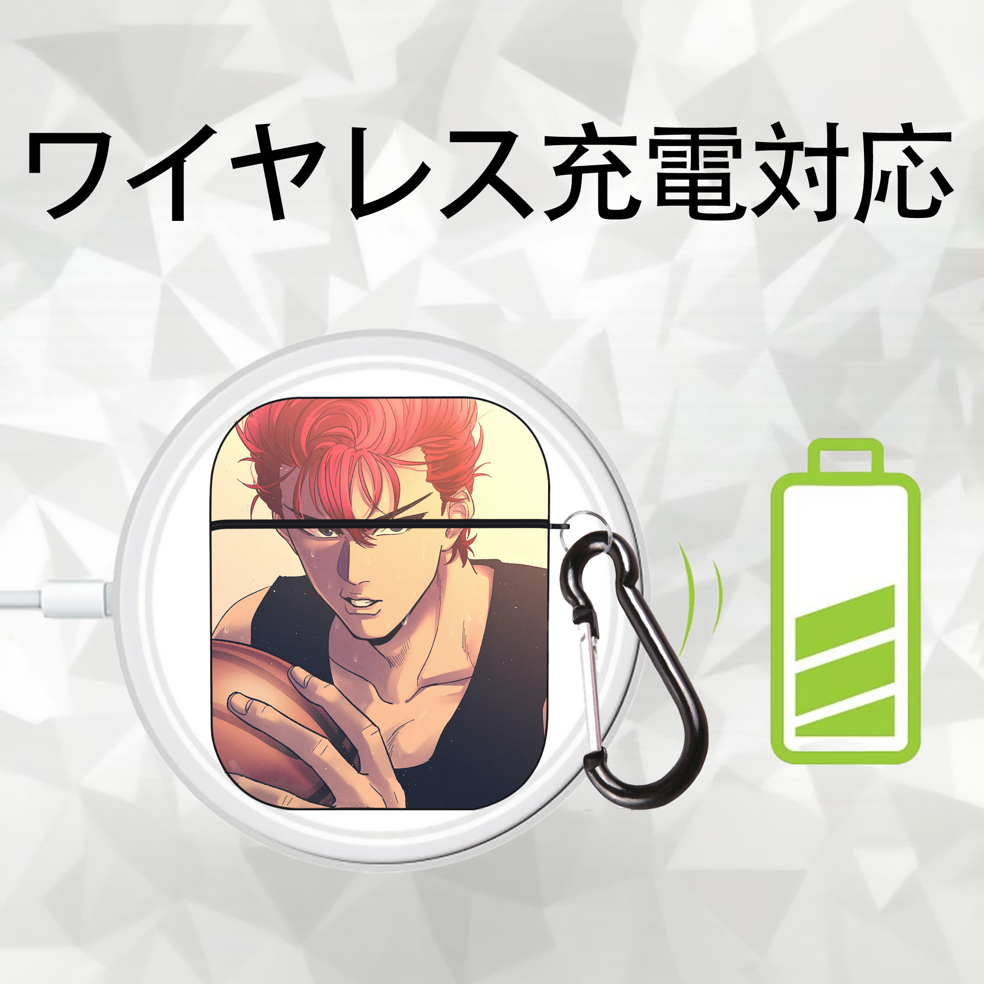 SLAM DUNK／スラムダンク AirPods 第2世代保護ケース ハードシェル ブラック 耐衝撃・防指紋・カラビナ付き
