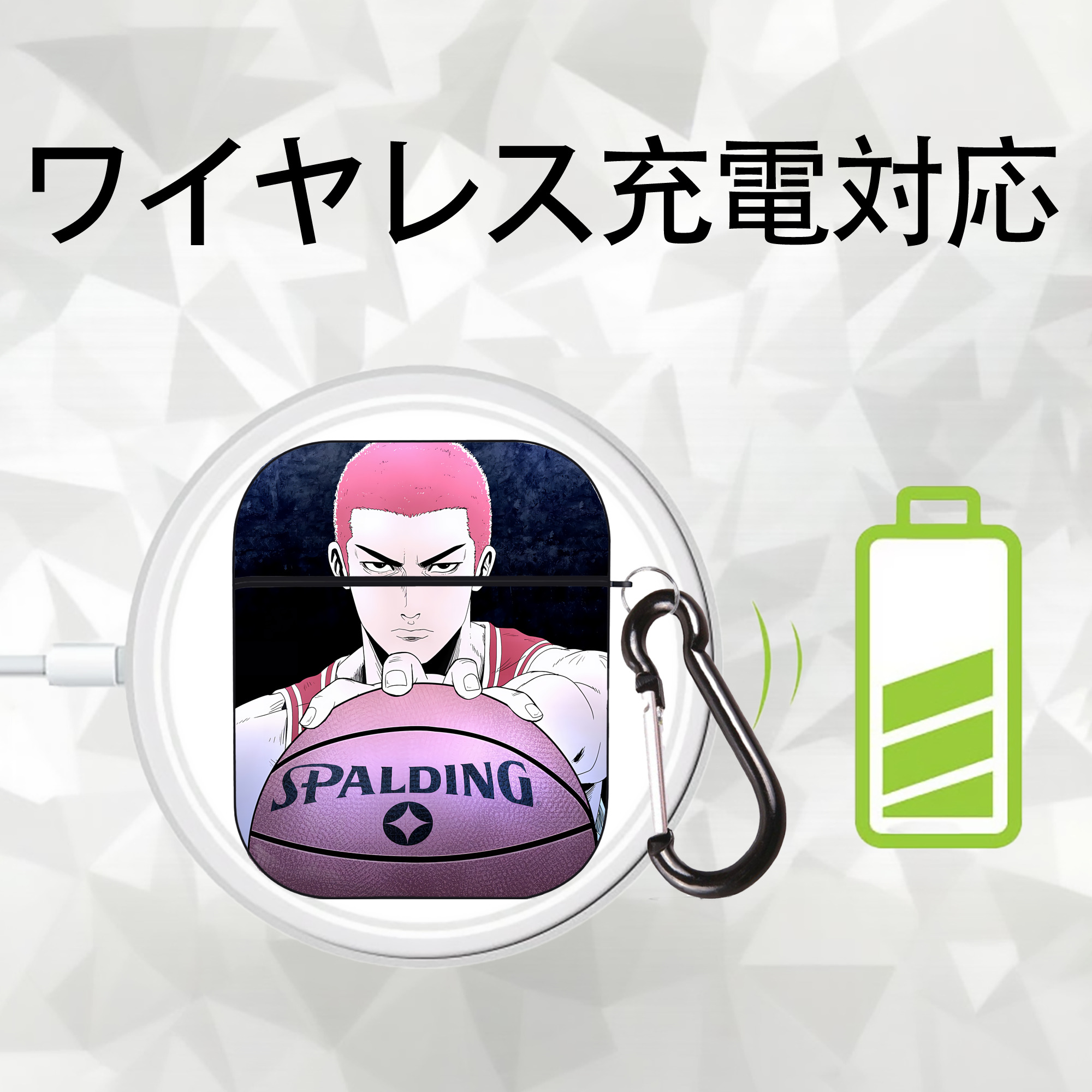SLAM DUNK／スラムダンク AirPods 第2世代保護ケース ハードシェル ブラック 耐衝撃・防指紋・カラビナ付き