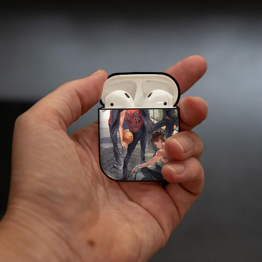 SLAM DUNK／スラムダンク AirPods 第2世代保護ケース ハードシェル ブラック 耐衝撃・防指紋・カラビナ付き