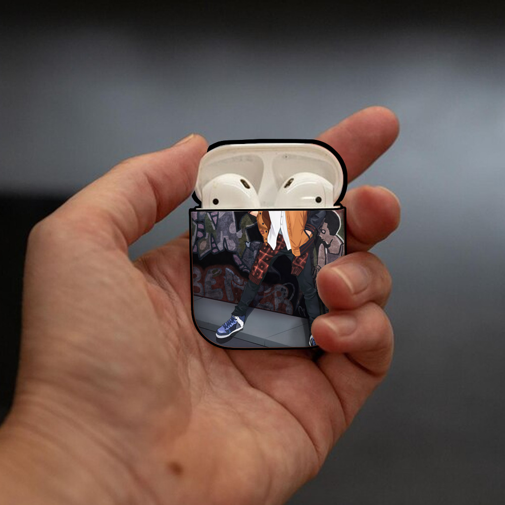 SLAM DUNK／スラムダンク AirPods 第2世代保護ケース ハードシェル ブラック 耐衝撃・防指紋・カラビナ付き