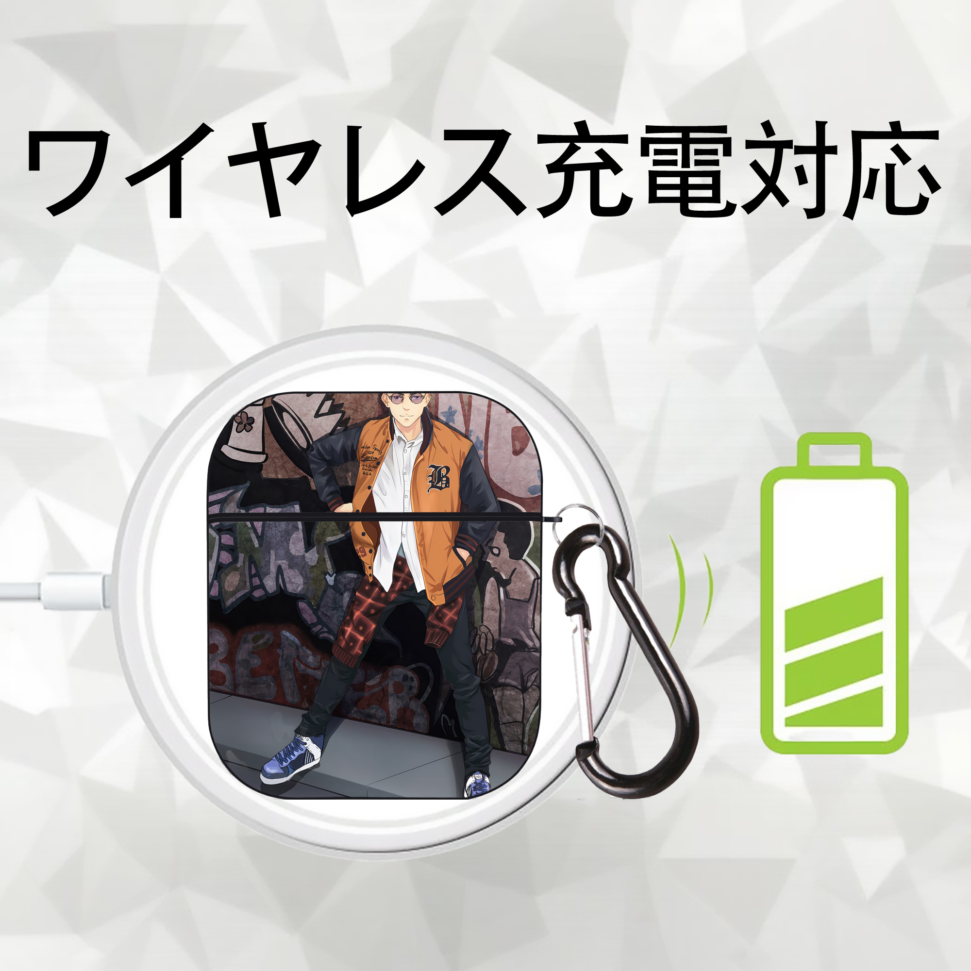 SLAM DUNK／スラムダンク AirPods 第2世代保護ケース ハードシェル ブラック 耐衝撃・防指紋・カラビナ付き