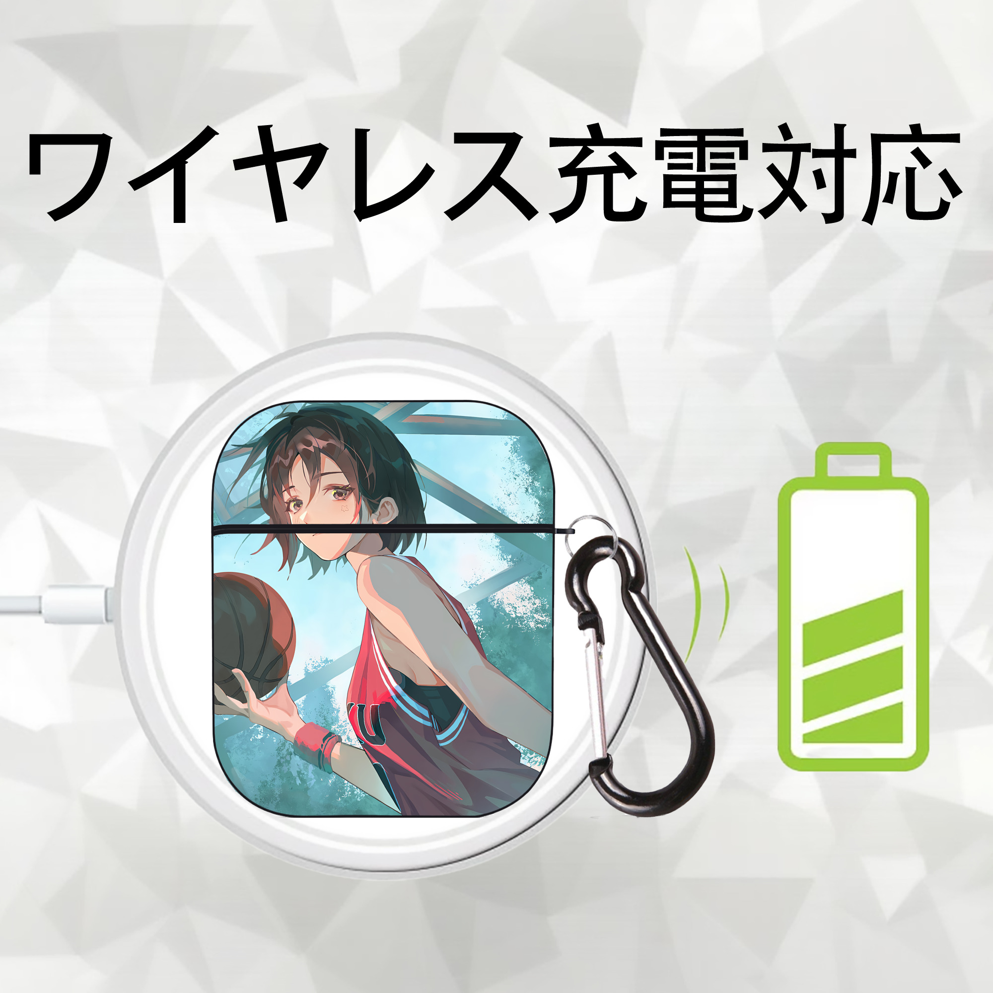 SLAM DUNK／スラムダンク AirPods 第2世代保護ケース ハードシェル ブラック 耐衝撃・防指紋・カラビナ付き