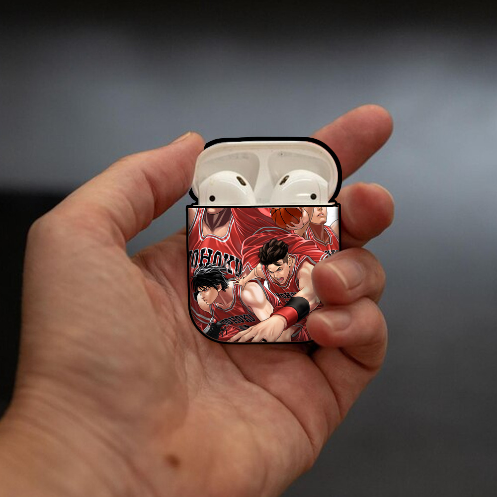 SLAM DUNK／スラムダンク AirPods 第2世代保護ケース ハードシェル ブラック 耐衝撃・防指紋・カラビナ付き