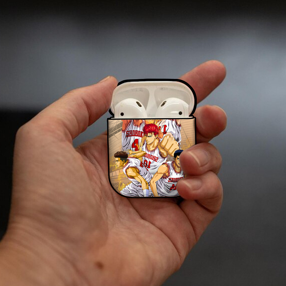 SLAM DUNK／スラムダンク AirPods 第2世代保護ケース ハードシェル ブラック 耐衝撃・防指紋・カラビナ付き