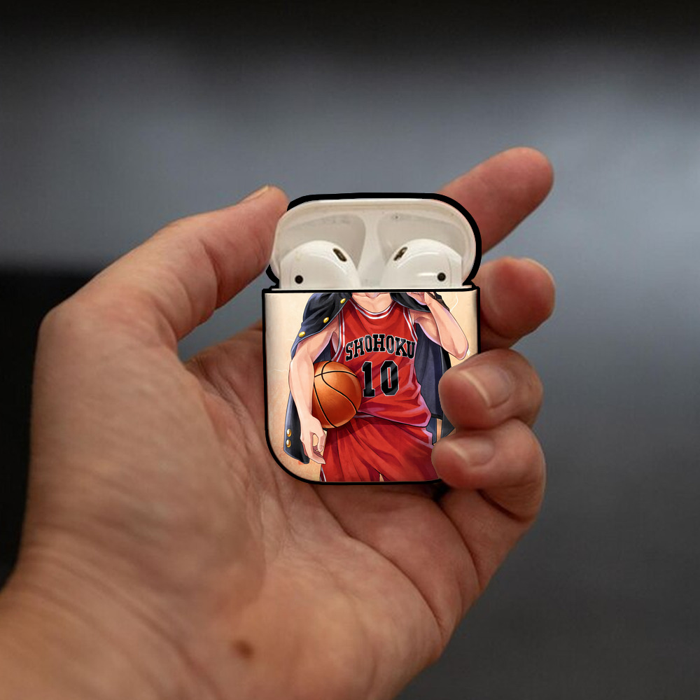 SLAM DUNK／スラムダンク AirPods 第2世代保護ケース ハードシェル ブラック 耐衝撃・防指紋・カラビナ付き
