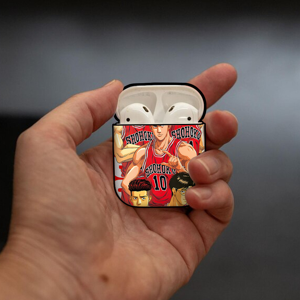 SLAM DUNK／スラムダンク AirPods 第2世代保護ケース ハードシェル ブラック 耐衝撃・防指紋・カラビナ付き