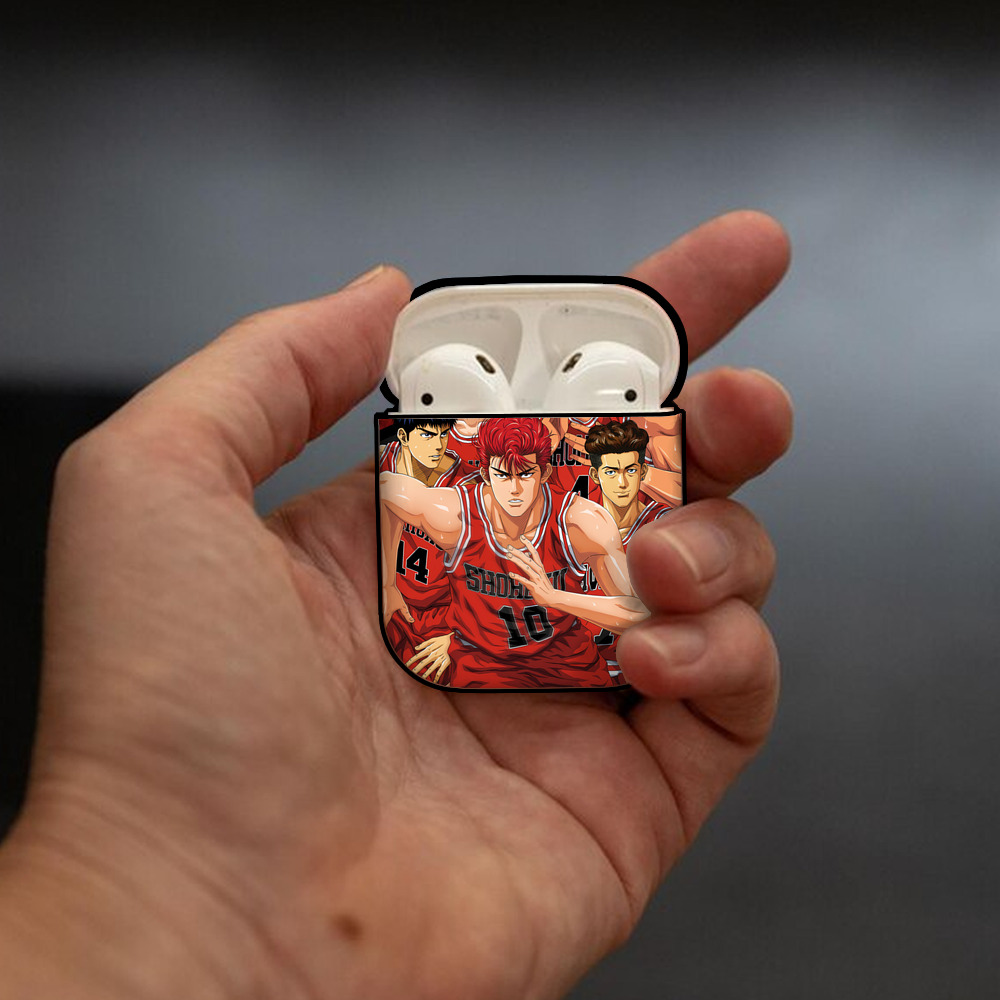 SLAM DUNK／スラムダンク AirPods 第2世代保護ケース ハードシェル ブラック 耐衝撃・防指紋・カラビナ付き