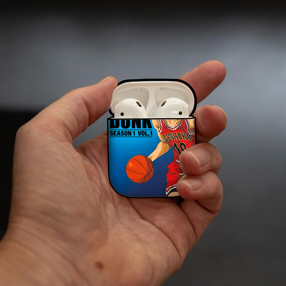 SLAM DUNK／スラムダンク AirPods 第2世代保護ケース ハードシェル ブラック 耐衝撃・防指紋・カラビナ付き