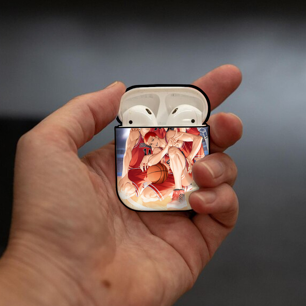 SLAM DUNK／スラムダンク AirPods 第2世代保護ケース ハードシェル ブラック 耐衝撃・防指紋・カラビナ付き