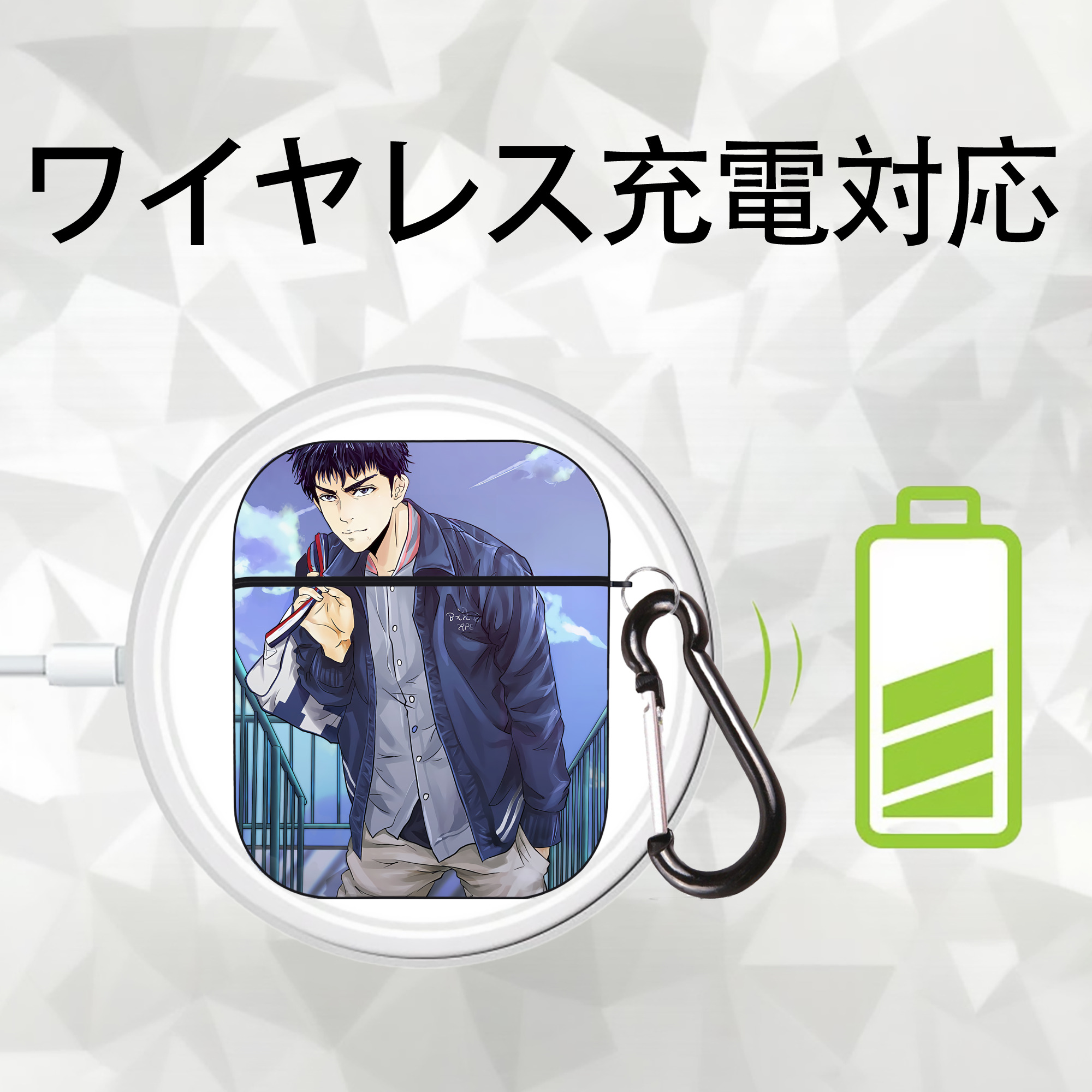 SLAM DUNK／スラムダンク AirPods 第2世代保護ケース ハードシェル ブラック 耐衝撃・防指紋・カラビナ付き