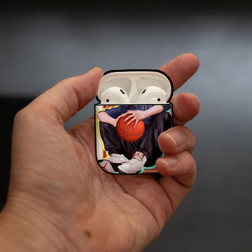 SLAM DUNK／スラムダンク AirPods 第2世代保護ケース ハードシェル ブラック 耐衝撃・防指紋・カラビナ付き