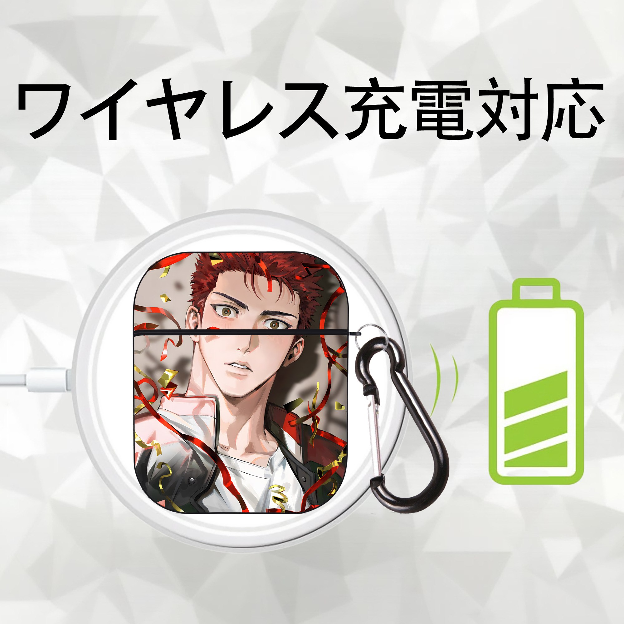 SLAM DUNK／スラムダンク AirPods 第2世代保護ケース ハードシェル ブラック 耐衝撃・防指紋・カラビナ付き