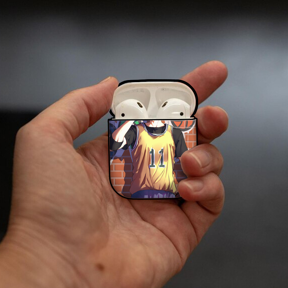 SLAM DUNK／スラムダンク AirPods 第2世代保護ケース ハードシェル ブラック 耐衝撃・防指紋・カラビナ付き
