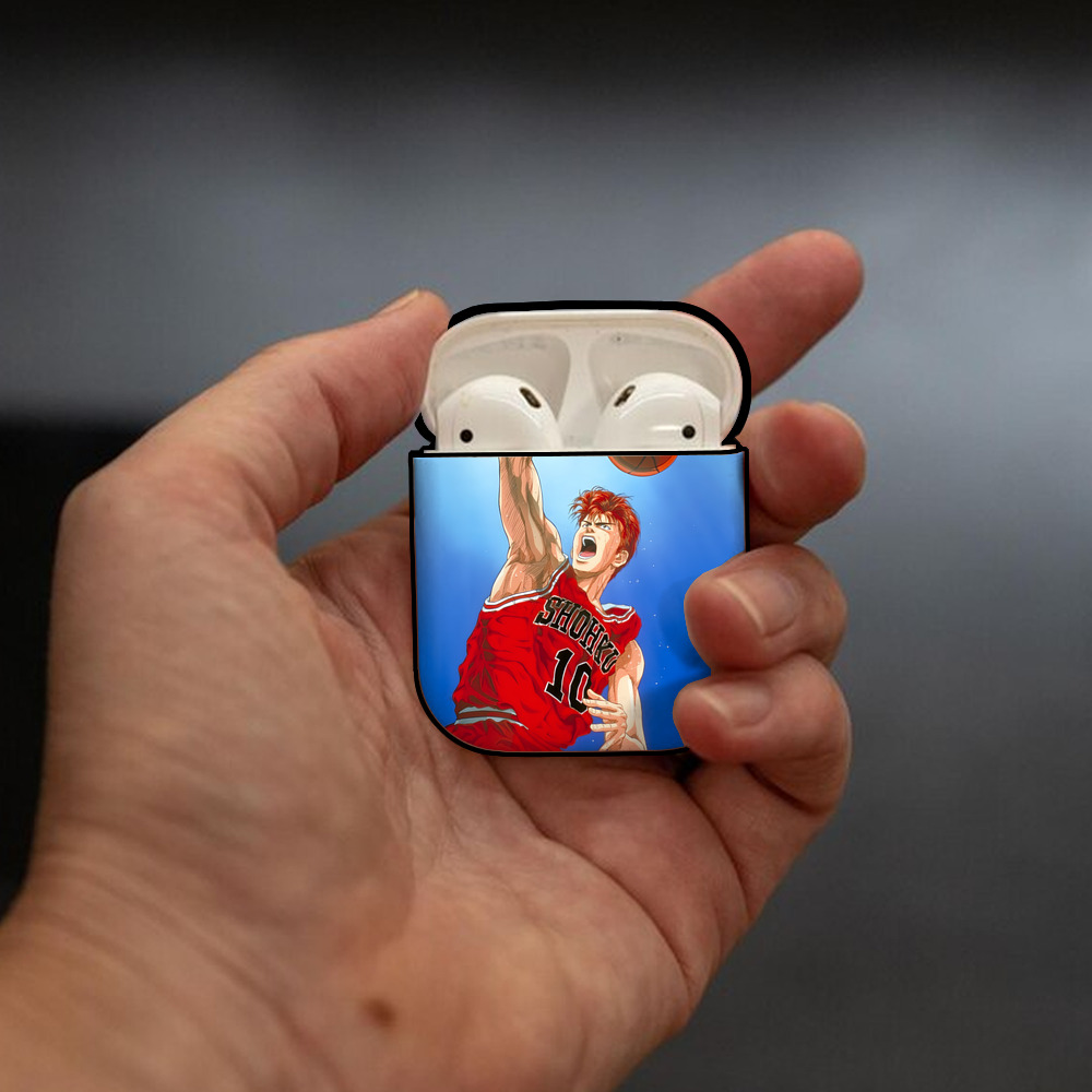 SLAM DUNK／スラムダンク AirPods 第2世代保護ケース ハードシェル ブラック 耐衝撃・防指紋・カラビナ付き