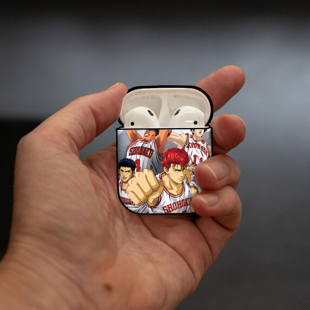 SLAM DUNK／スラムダンク AirPods 第2世代保護ケース ハードシェル ブラック 耐衝撃・防指紋・カラビナ付き