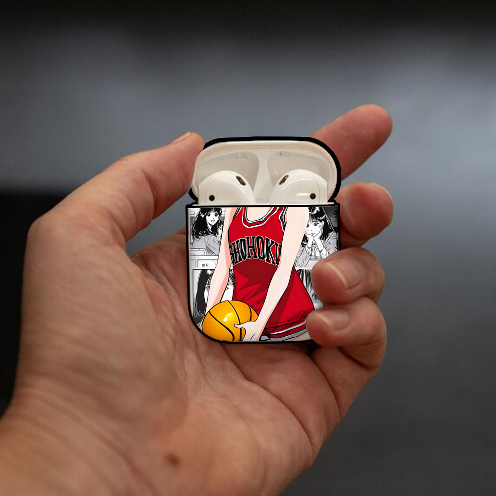SLAM DUNK／スラムダンク AirPods 第2世代保護ケース ハードシェル ブラック 耐衝撃・防指紋・カラビナ付き