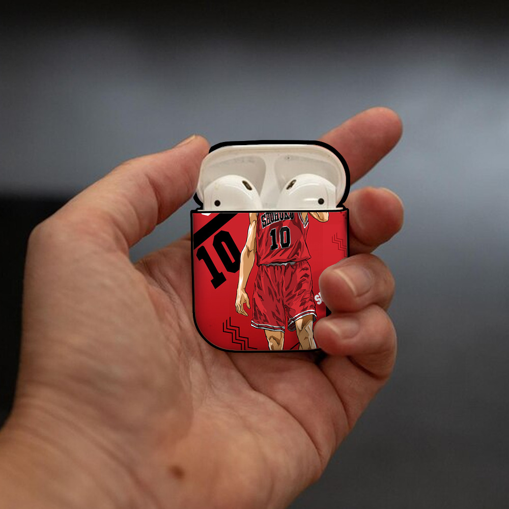 SLAM DUNK／スラムダンク AirPods 第2世代保護ケース ハードシェル ブラック 耐衝撃・防指紋・カラビナ付き