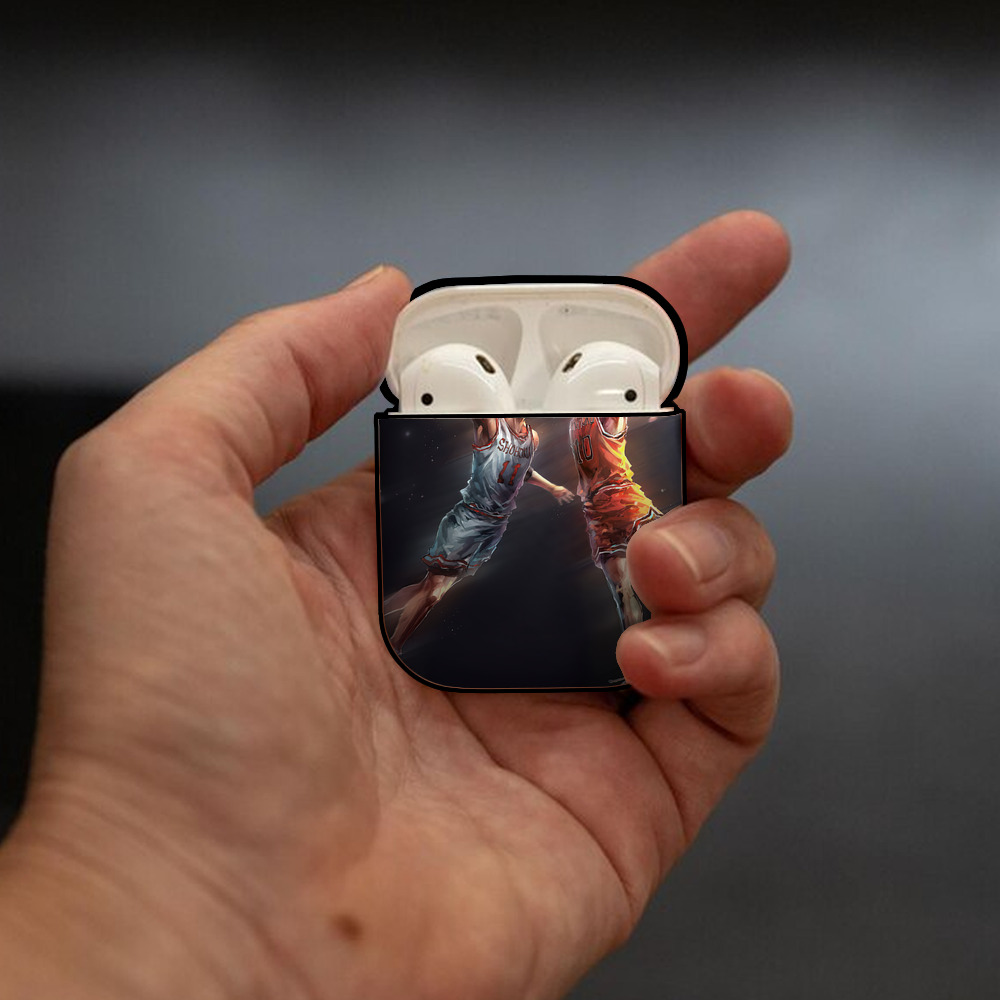 SLAM DUNK／スラムダンク AirPods 第2世代保護ケース ハードシェル ブラック 耐衝撃・防指紋・カラビナ付き
