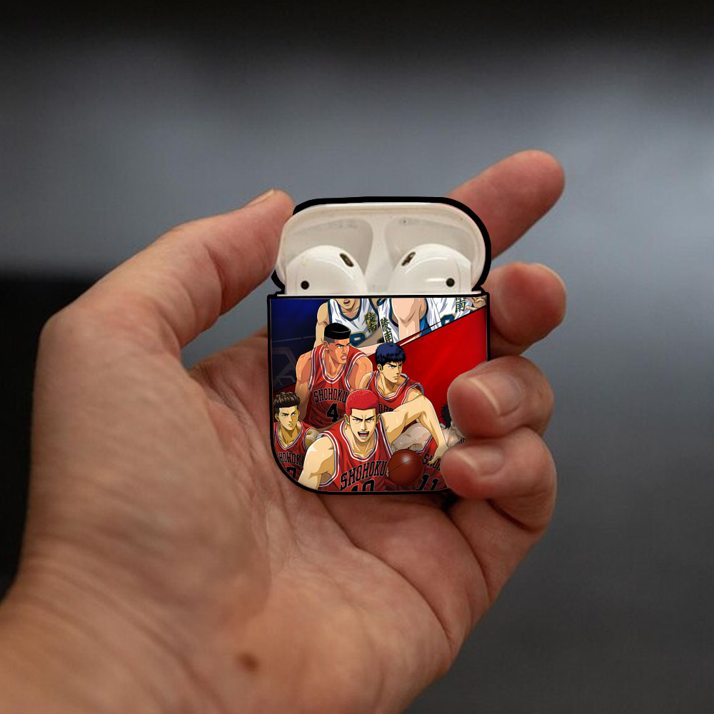 SLAM DUNK／スラムダンク AirPods 第2世代保護ケース ハードシェル ブラック 耐衝撃・防指紋・カラビナ付き