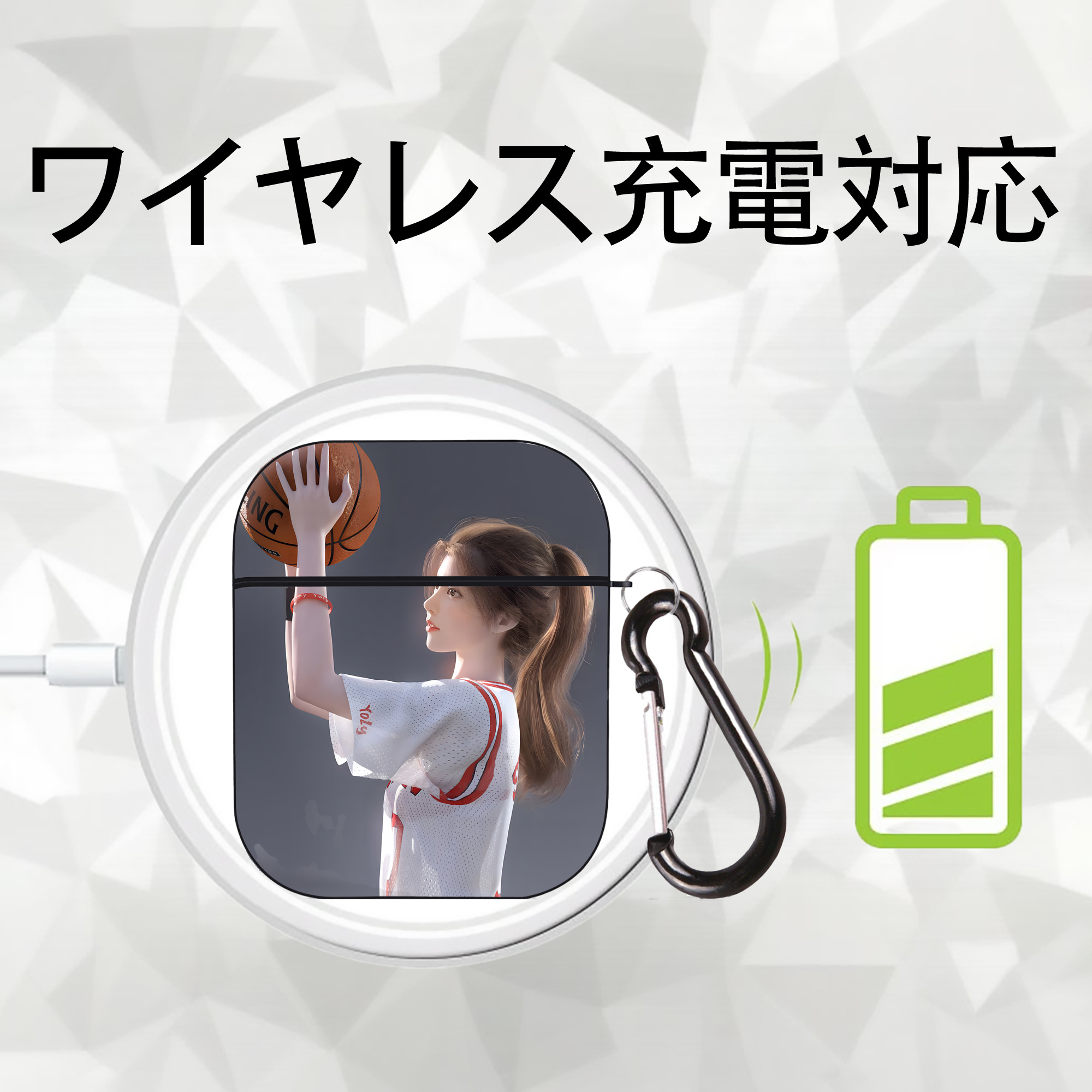 SLAM DUNK／スラムダンク AirPods 第2世代保護ケース ハードシェル ブラック 耐衝撃・防指紋・カラビナ付き