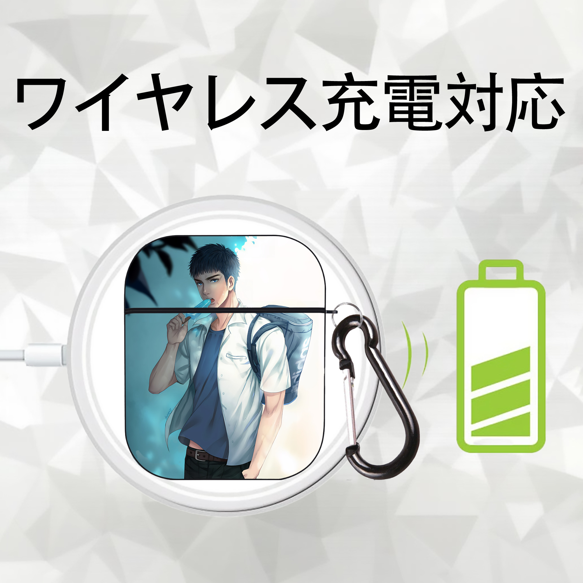 SLAM DUNK／スラムダンク AirPods 第2世代保護ケース ハードシェル ブラック 耐衝撃・防指紋・カラビナ付き