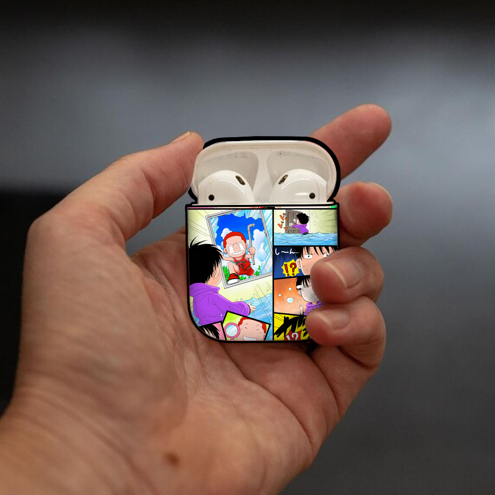 SLAM DUNK／スラムダンク AirPods 第2世代保護ケース ハードシェル ブラック 耐衝撃・防指紋・カラビナ付き
