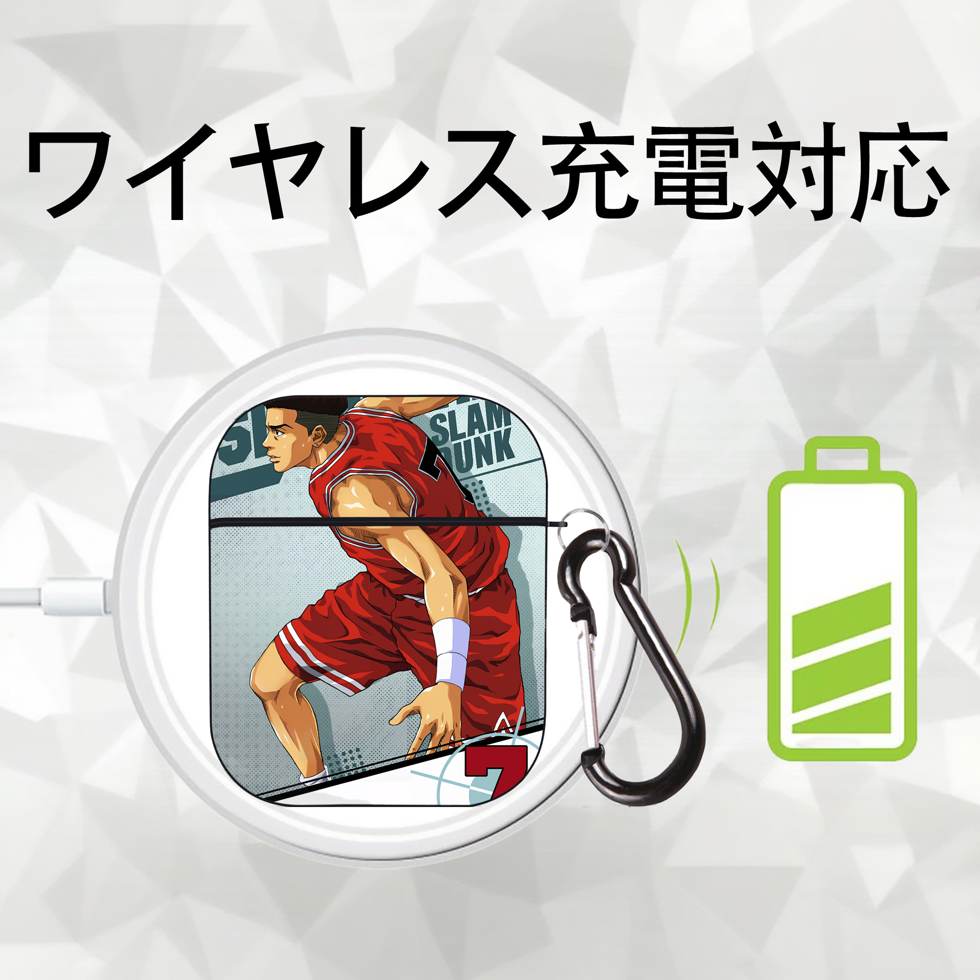SLAM DUNK／スラムダンク AirPods 第2世代保護ケース ハードシェル ブラック 耐衝撃・防指紋・カラビナ付き