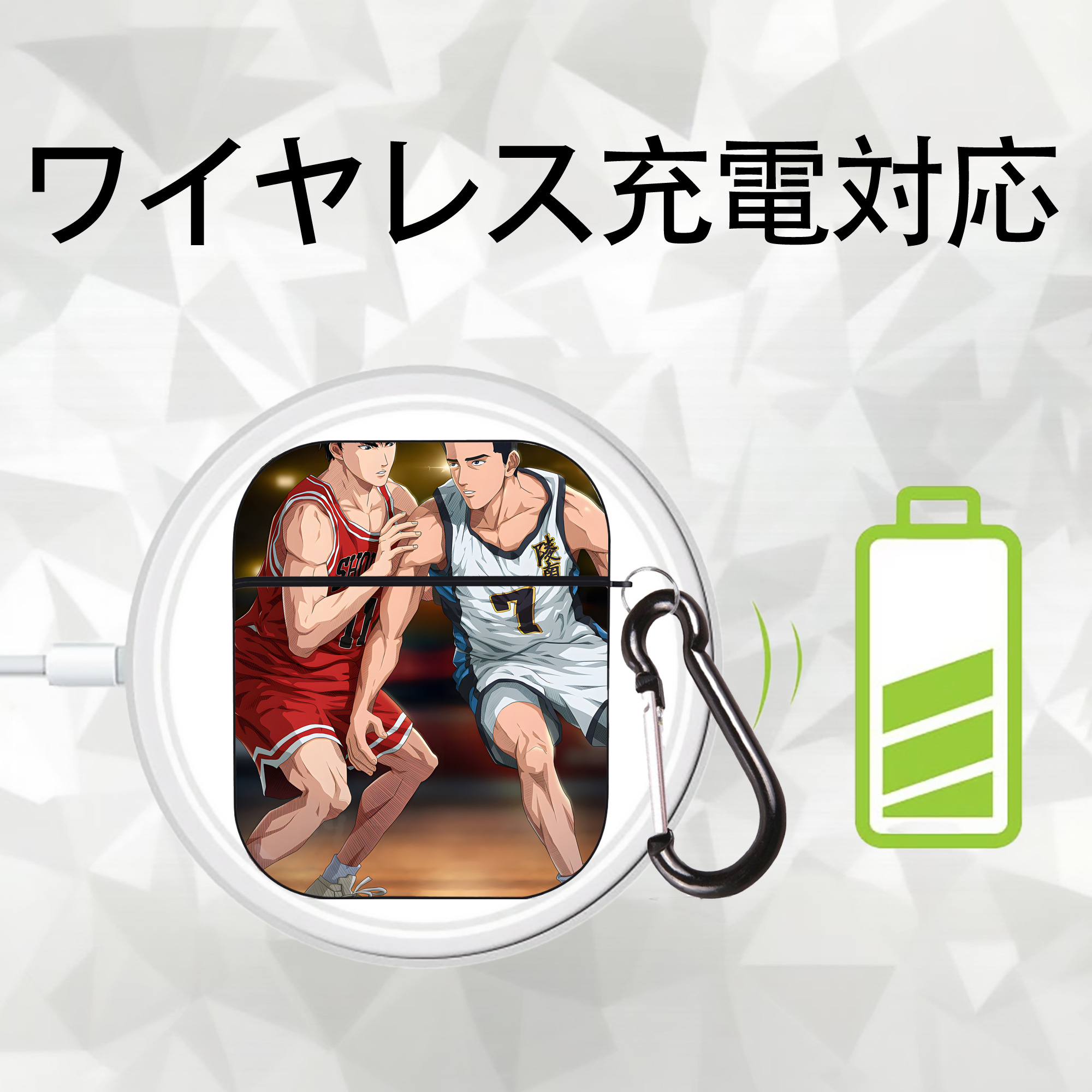 SLAM DUNK／スラムダンク AirPods 第2世代保護ケース ハードシェル ブラック 耐衝撃・防指紋・カラビナ付き