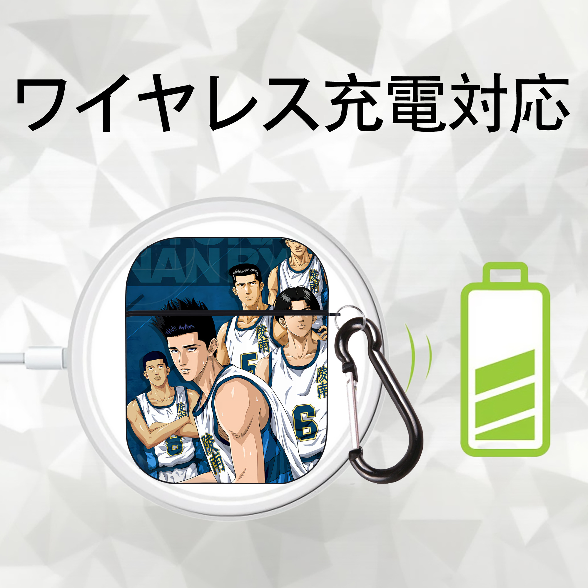 SLAM DUNK／スラムダンク AirPods 第2世代保護ケース ハードシェル ブラック 耐衝撃・防指紋・カラビナ付き