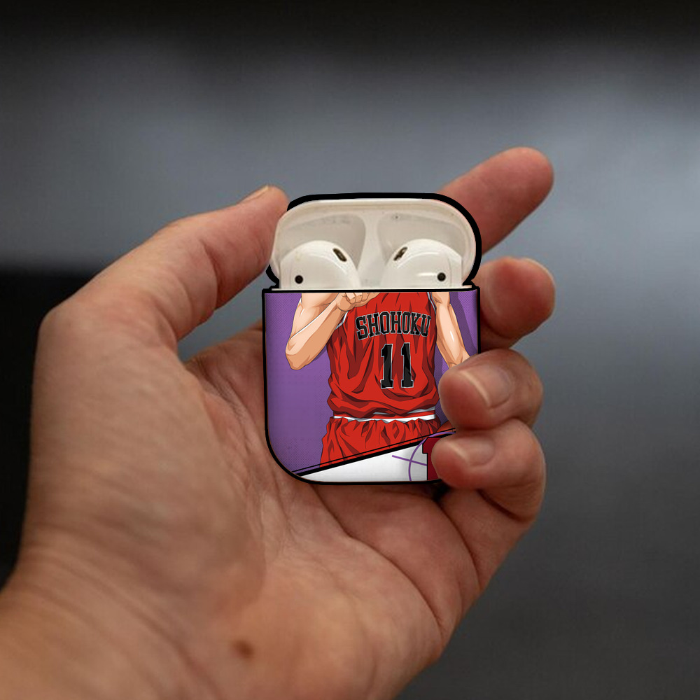SLAM DUNK／スラムダンク AirPods 第2世代保護ケース ハードシェル ブラック 耐衝撃・防指紋・カラビナ付き