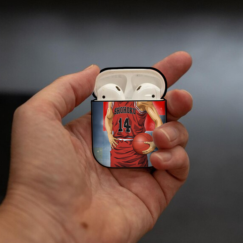 SLAM DUNK／スラムダンク AirPods 第2世代保護ケース ハードシェル ブラック 耐衝撃・防指紋・カラビナ付き