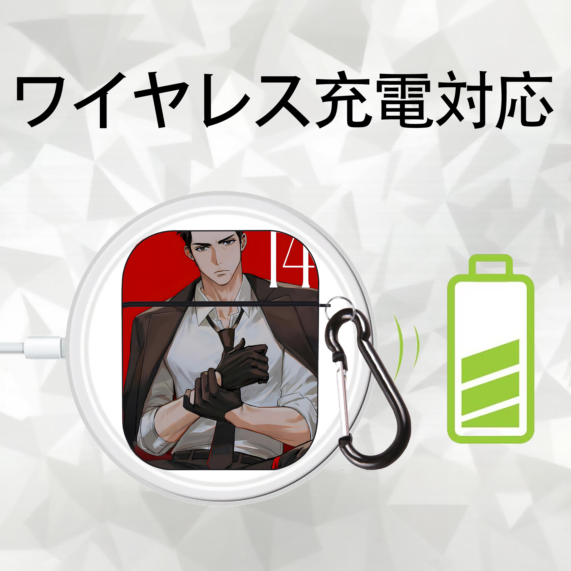 SLAM DUNK／スラムダンク AirPods 第2世代保護ケース ハードシェル ブラック 耐衝撃・防指紋・カラビナ付き