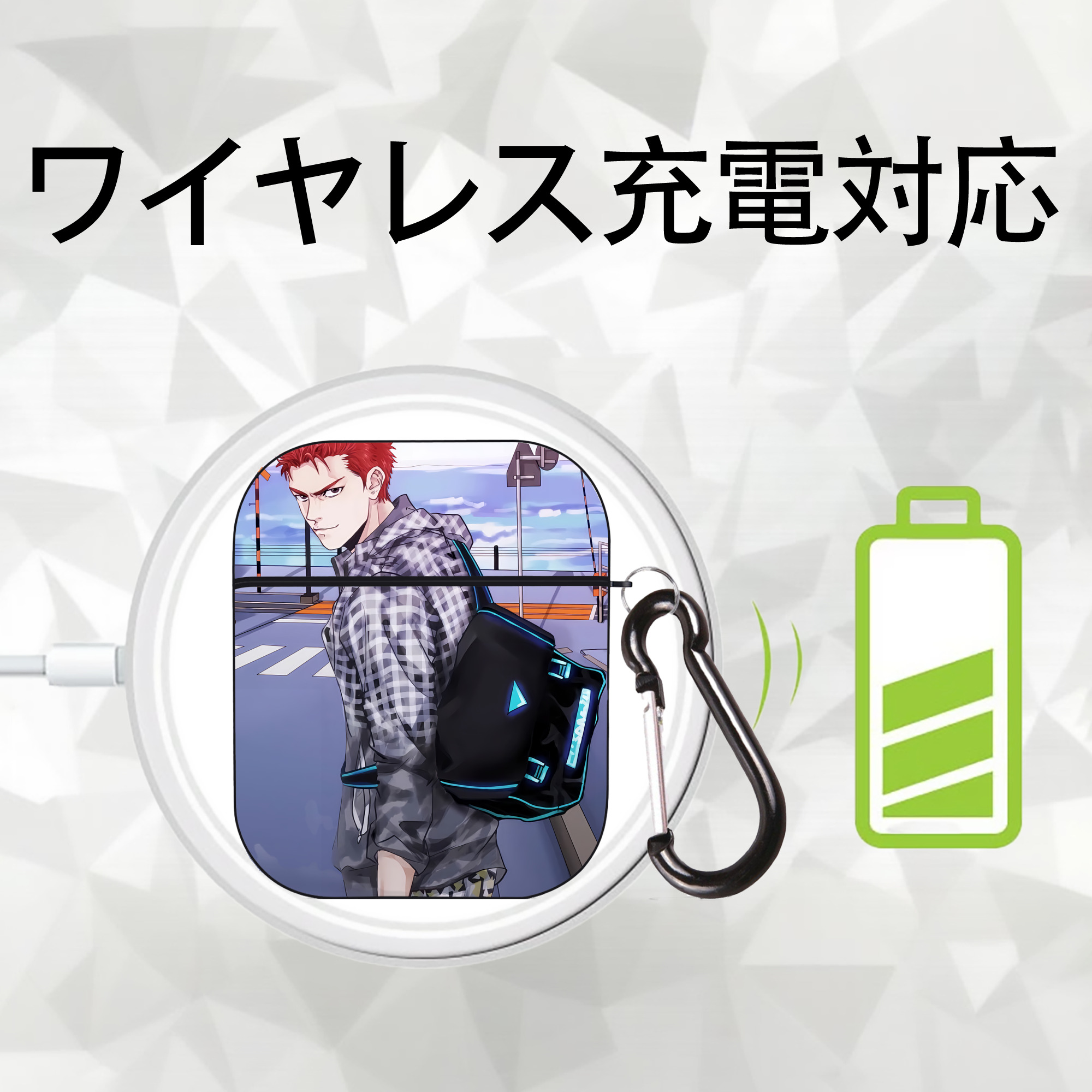 SLAM DUNK／スラムダンク AirPods 第2世代保護ケース ハードシェル ブラック 耐衝撃・防指紋・カラビナ付き
