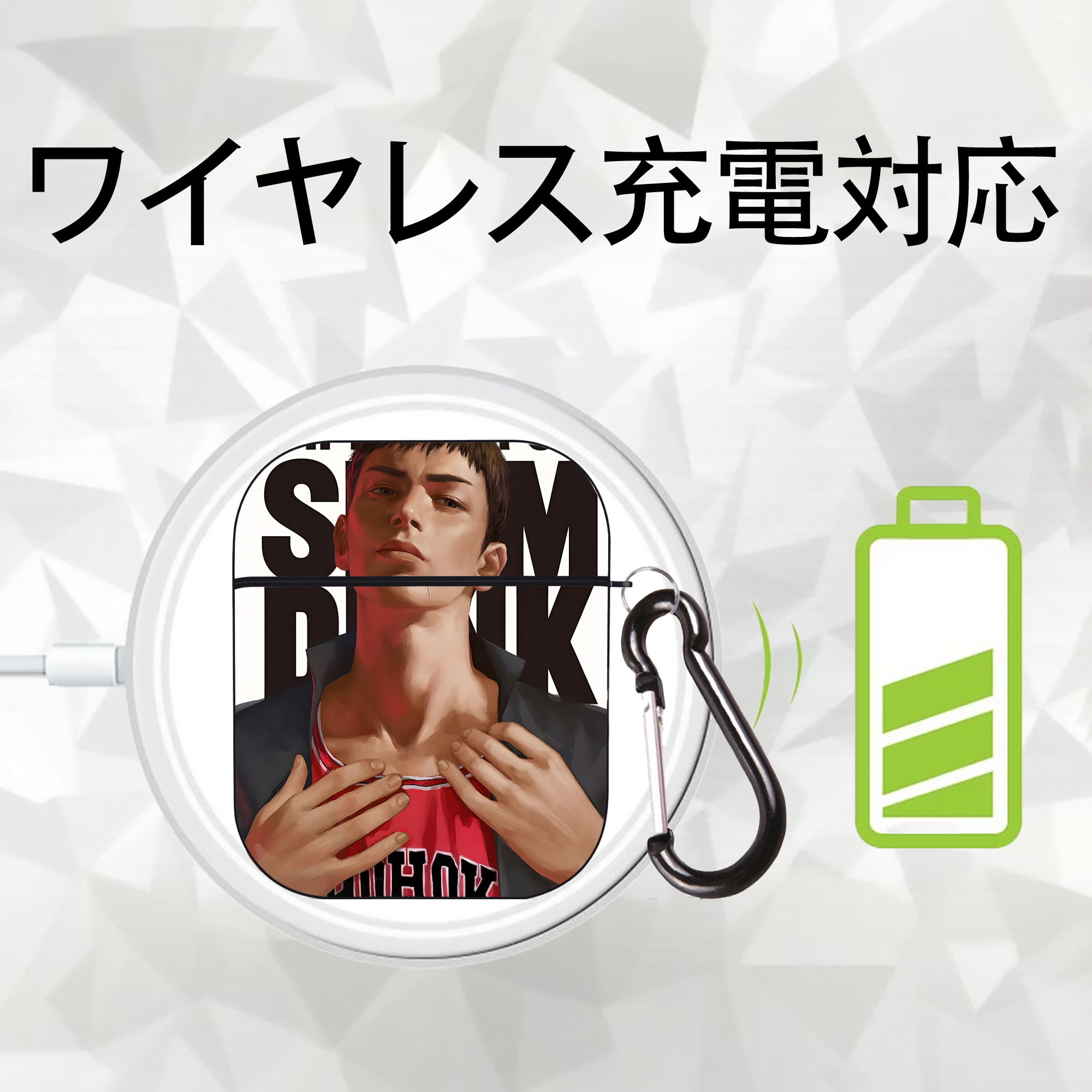 SLAM DUNK／スラムダンク AirPods 第2世代保護ケース ハードシェル ブラック 耐衝撃・防指紋・カラビナ付き