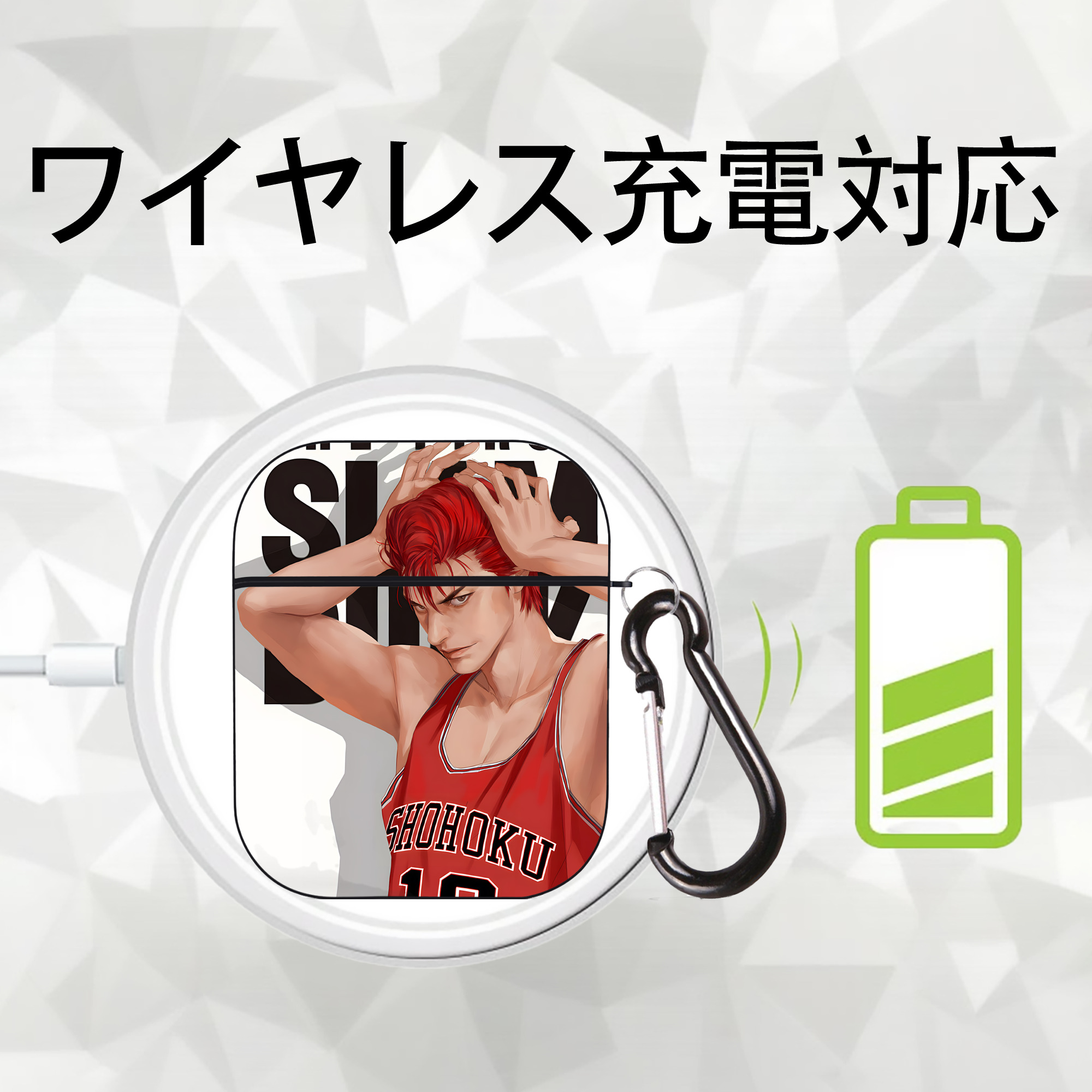SLAM DUNK／スラムダンク AirPods 第2世代保護ケース ハードシェル ブラック 耐衝撃・防指紋・カラビナ付き