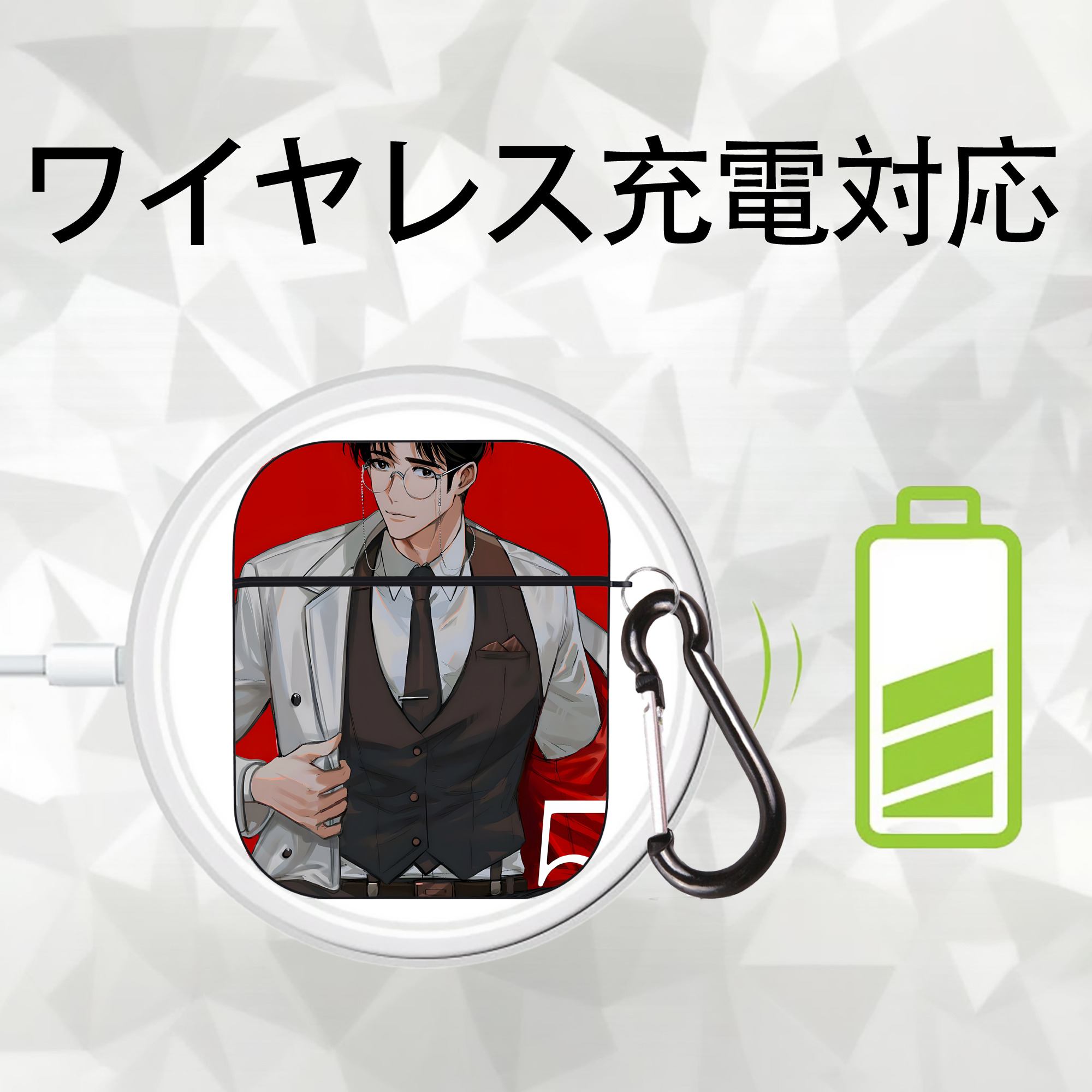 SLAM DUNK／スラムダンク AirPods 第2世代保護ケース ハードシェル ブラック 耐衝撃・防指紋・カラビナ付き