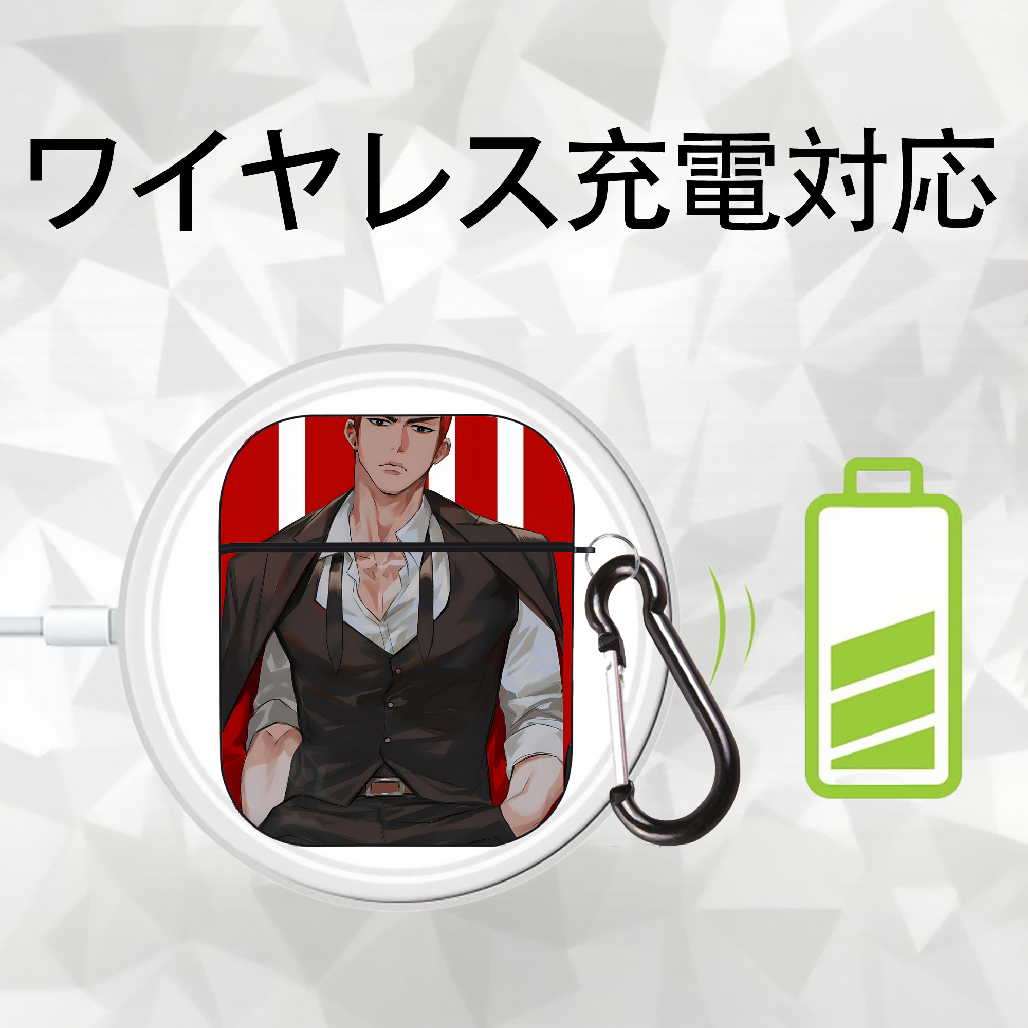 SLAM DUNK／スラムダンク AirPods 第2世代保護ケース ハードシェル ブラック 耐衝撃・防指紋・カラビナ付き