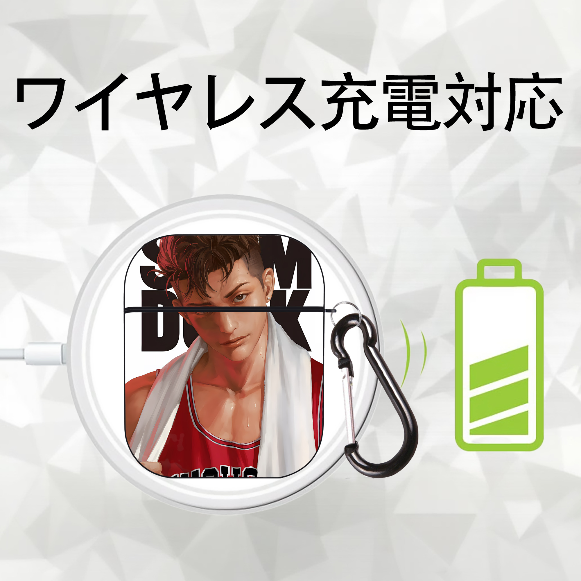 SLAM DUNK／スラムダンク AirPods 第2世代保護ケース ハードシェル ブラック 耐衝撃・防指紋・カラビナ付き