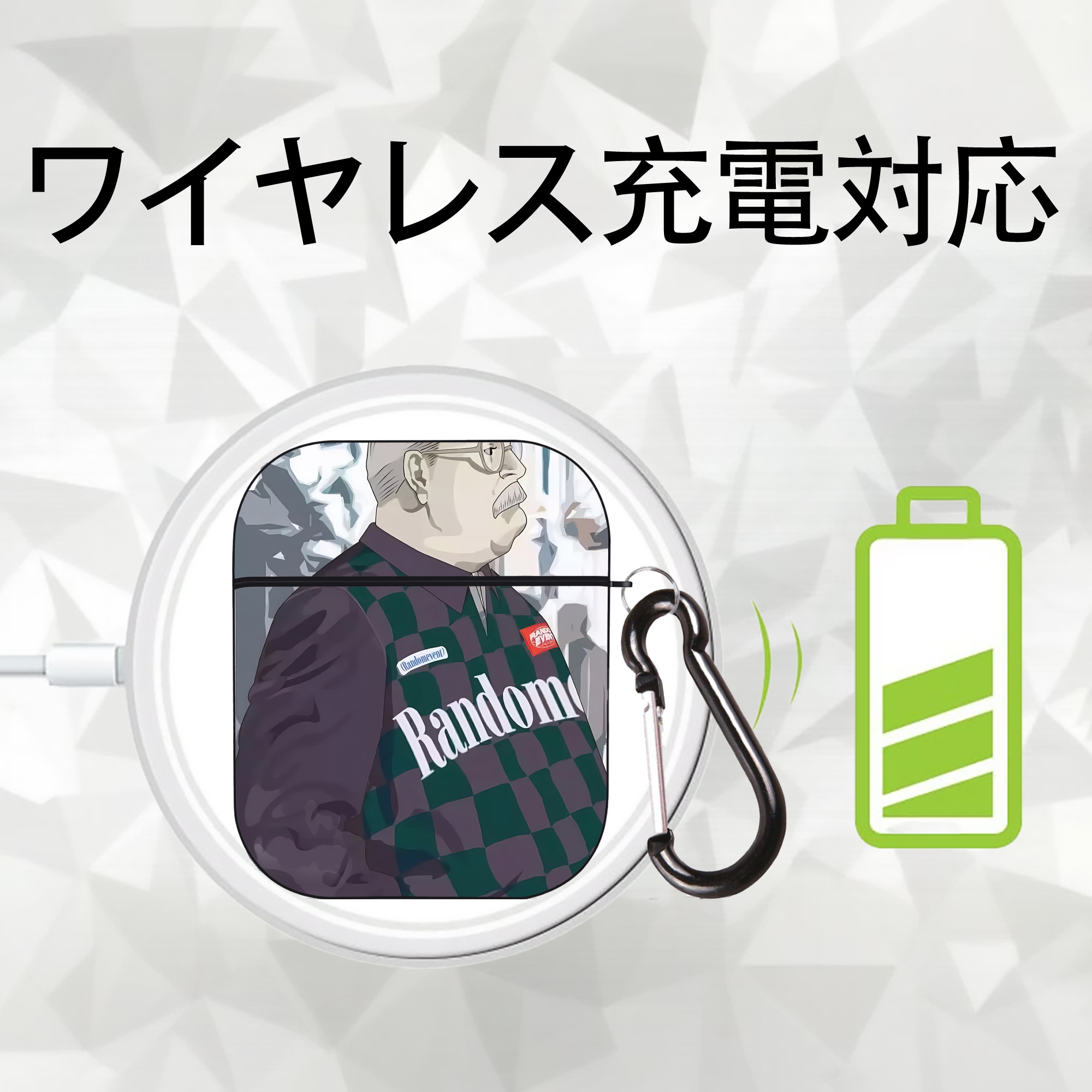 SLAM DUNK／スラムダンク AirPods 第2世代保護ケース ハードシェル ブラック 耐衝撃・防指紋・カラビナ付き
