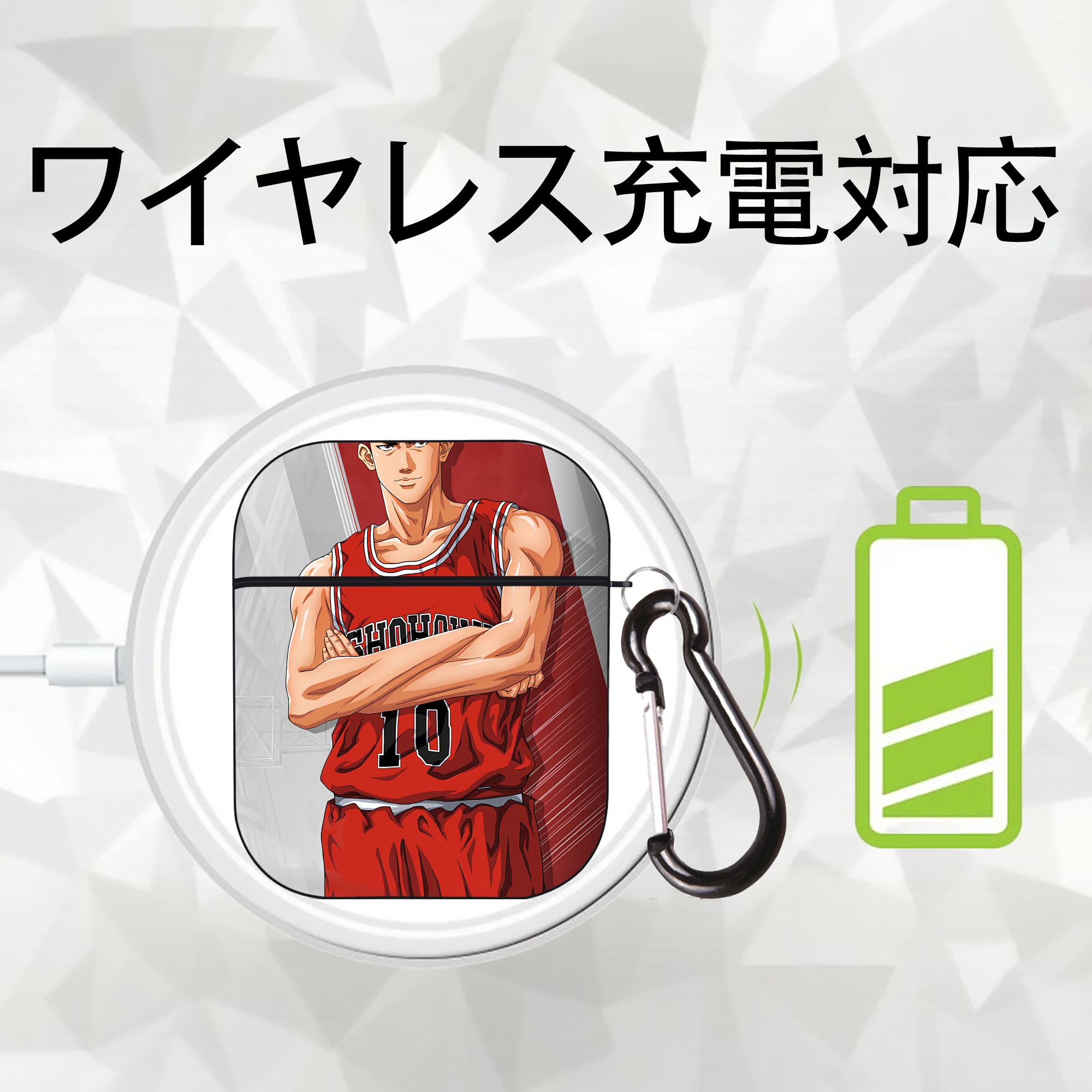 SLAM DUNK／スラムダンク AirPods 第2世代保護ケース ハードシェル ブラック 耐衝撃・防指紋・カラビナ付き