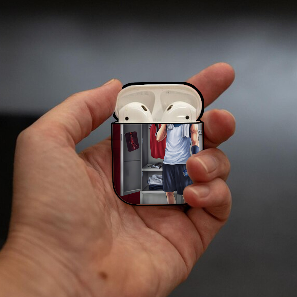 SLAM DUNK／スラムダンク AirPods 第2世代保護ケース ハードシェル ブラック 耐衝撃・防指紋・カラビナ付き