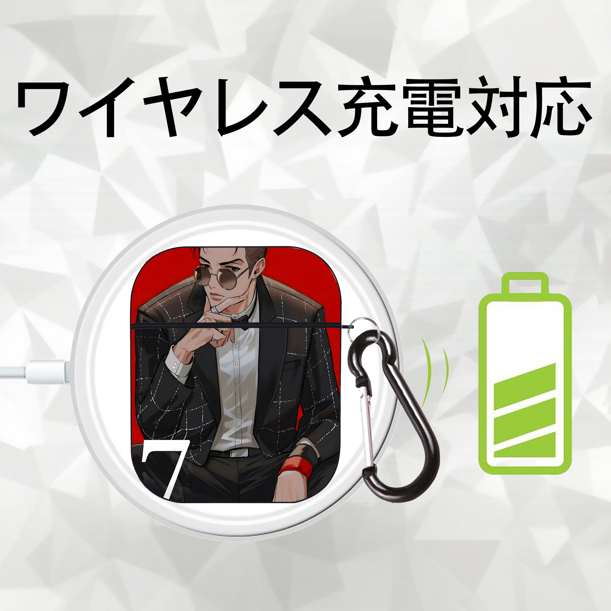 SLAM DUNK／スラムダンク AirPods 第2世代保護ケース ハードシェル ブラック 耐衝撃・防指紋・カラビナ付き