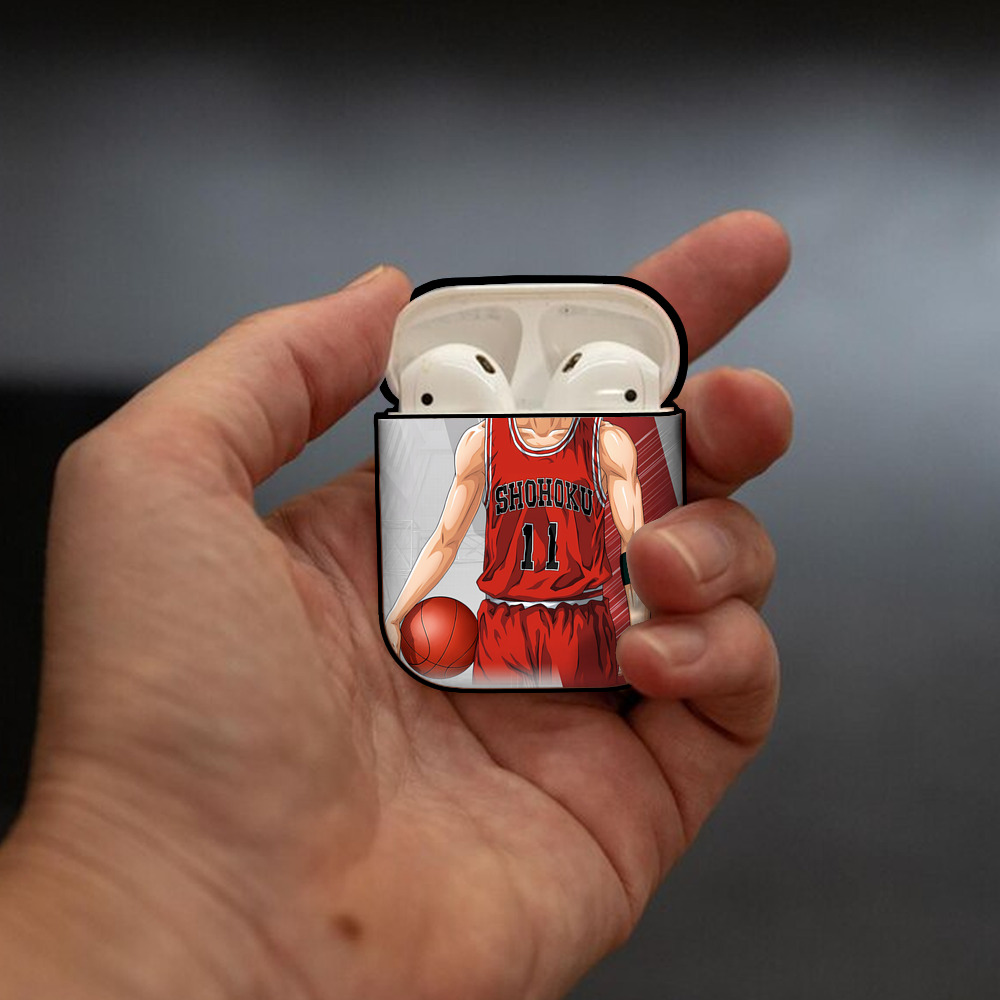 SLAM DUNK／スラムダンク AirPods 第2世代保護ケース ハードシェル ブラック 耐衝撃・防指紋・カラビナ付き