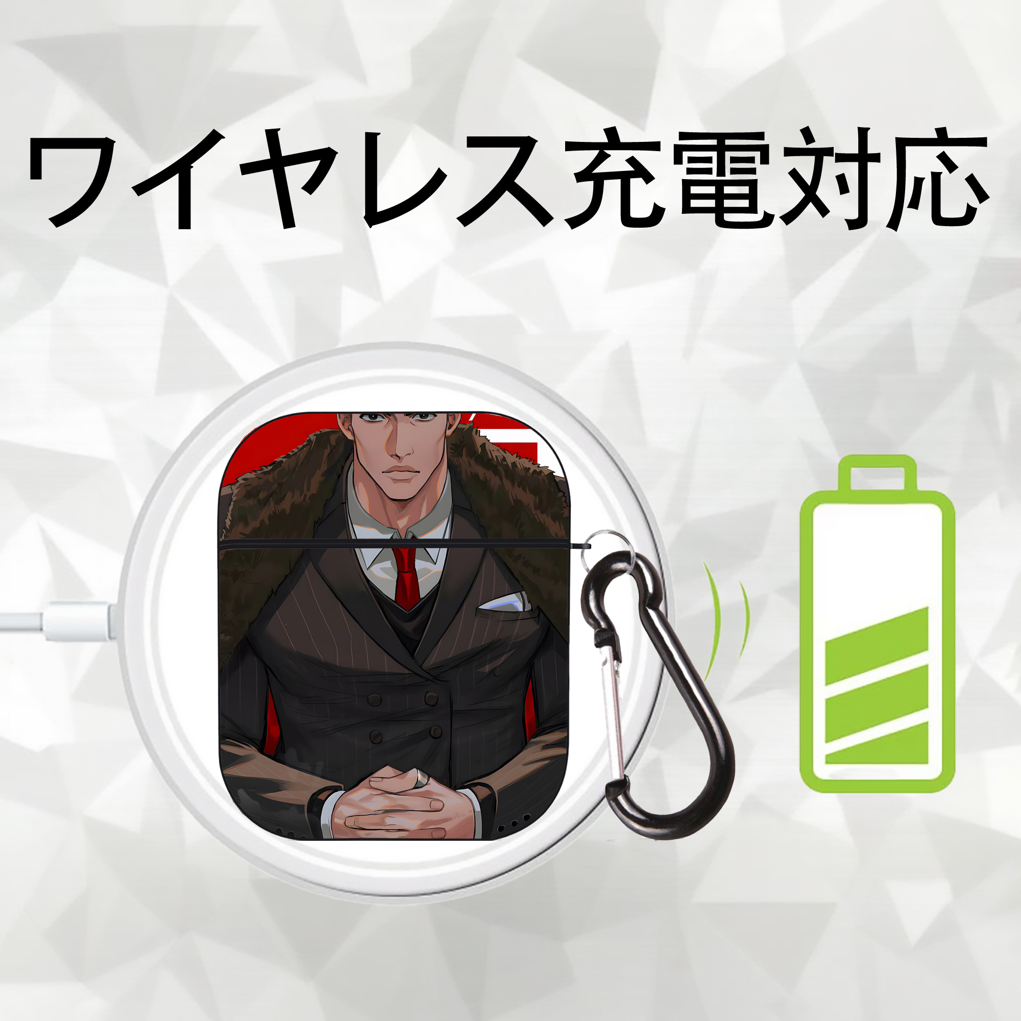 SLAM DUNK／スラムダンク AirPods 第2世代保護ケース ハードシェル ブラック 耐衝撃・防指紋・カラビナ付き
