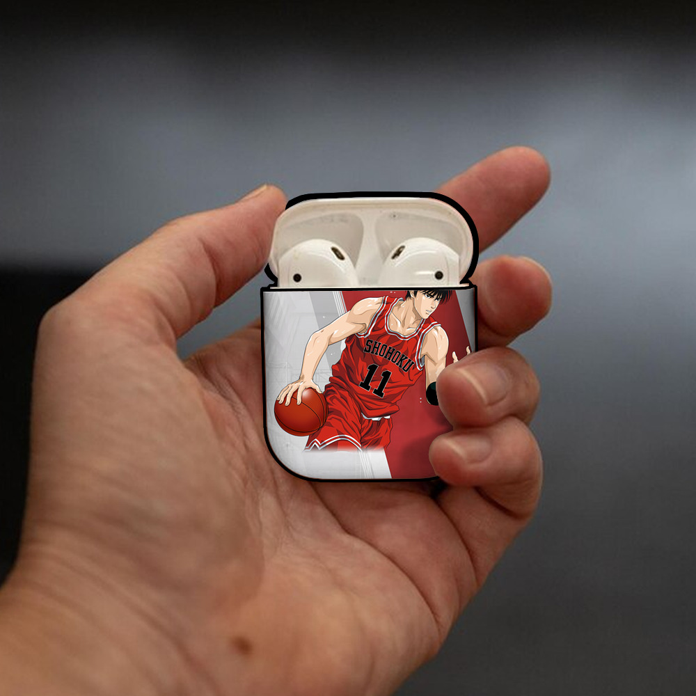 SLAM DUNK／スラムダンク AirPods 第2世代保護ケース ハードシェル ブラック 耐衝撃・防指紋・カラビナ付き