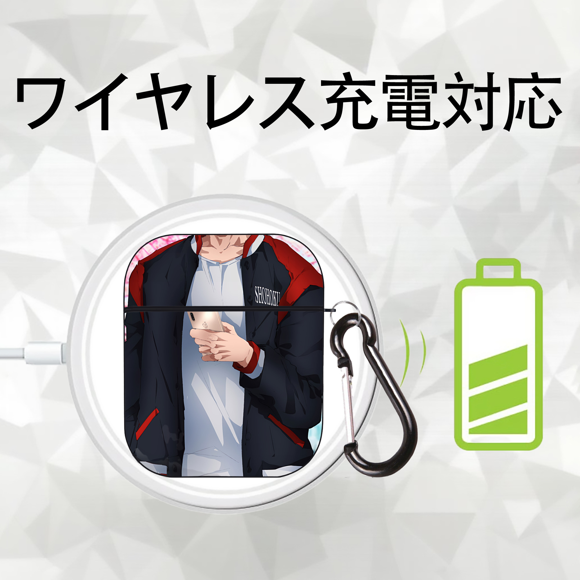 SLAM DUNK／スラムダンク AirPods 第2世代保護ケース ハードシェル ブラック 耐衝撃・防指紋・カラビナ付き