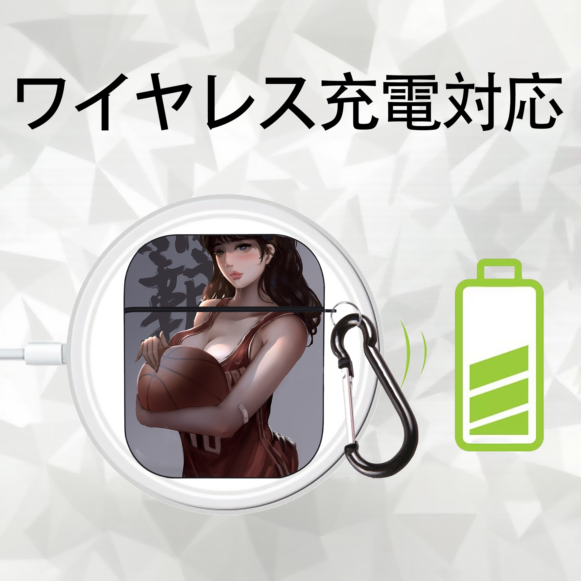 SLAM DUNK／スラムダンク AirPods 第2世代保護ケース ハードシェル ブラック 耐衝撃・防指紋・カラビナ付き